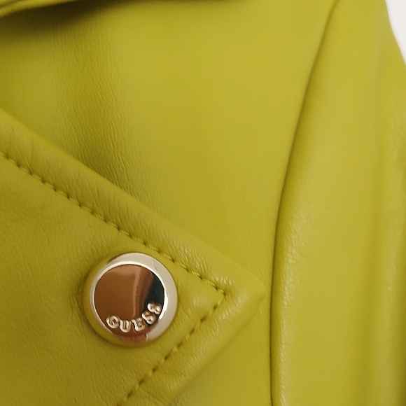 Guess Yellow Leather Moto Jacket - Picture 7 of 8